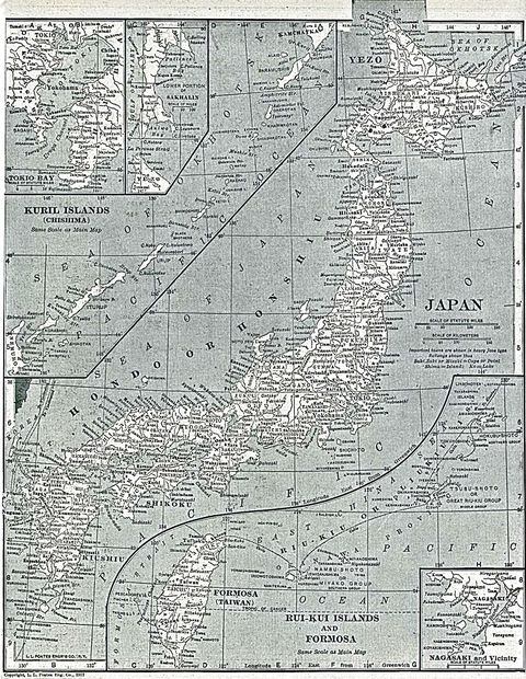 Map of the Principal Cities and Towns of Japan 1917