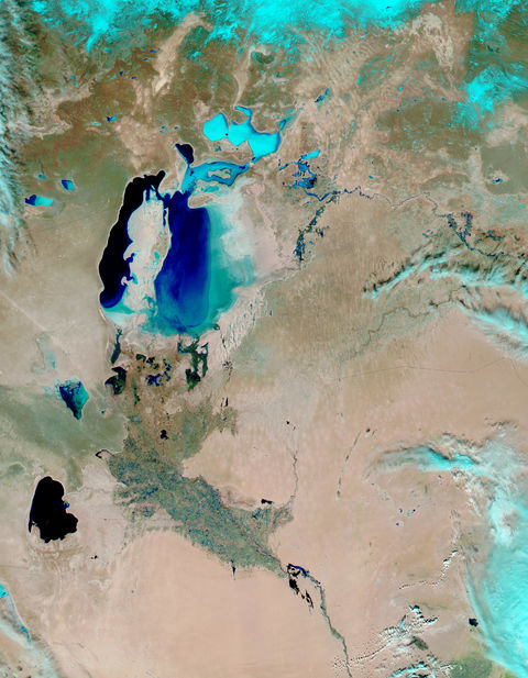 Floods along the Syr Darya River, Kazakhstan (false color)