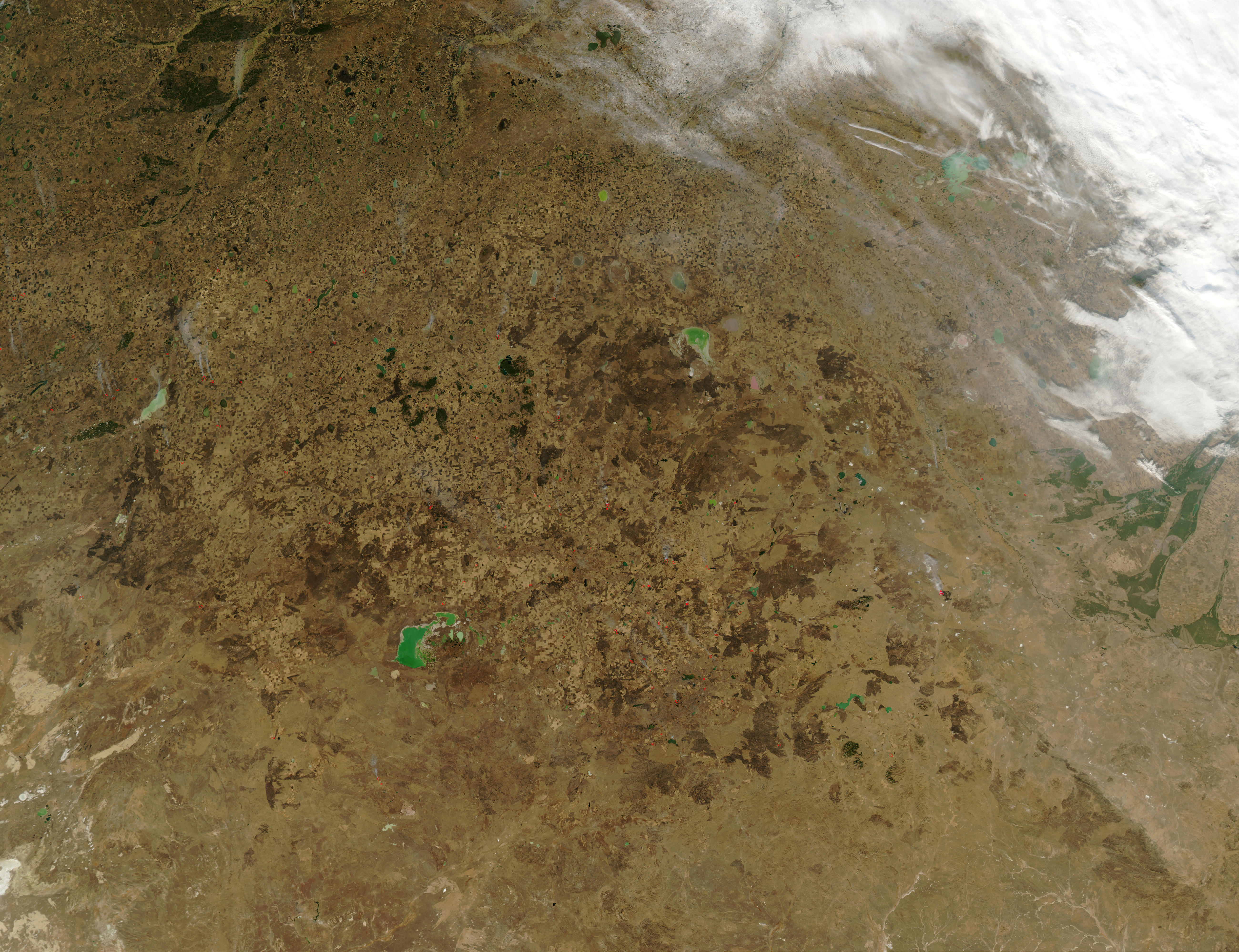 Fires and burn scars in Kazakhstan