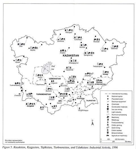 Actividad Industrial de Kazajistán Kirguistán, Tayikistán, Turkmenistán y Uzbekistán 1996