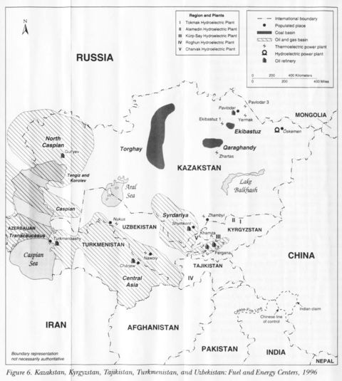 Centros de Energía Eléctrica y Fóssil de Kazajistán, Kirguistán, Tayikistán, Turkmenistán y Uzbekistán 1996