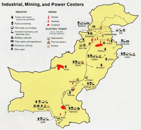 Pakistan Industry, Mining, Power Centers 1973