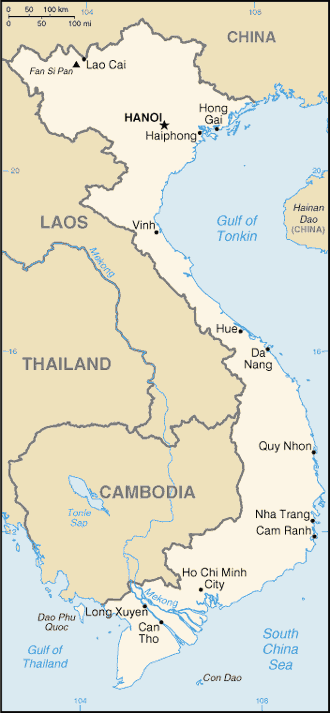 Mapa Político Pequeña Escala de Vietnam 2007