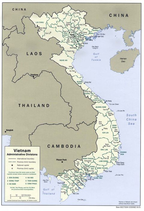 Divisiones Administrativas de Vietnam 2001