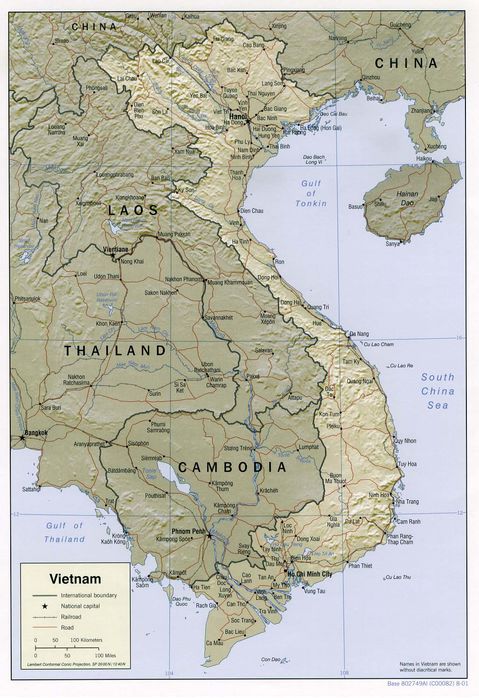 Mapa Físico de Vietnam 2001