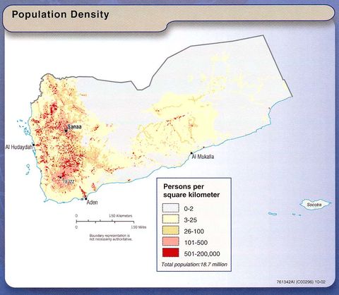 Yemen Population Density 2002