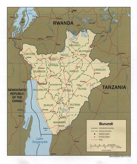 Mapa Político de Burundi 1999