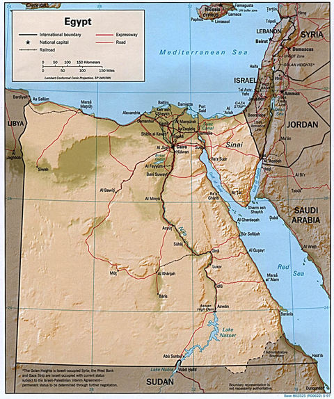 Mapa Físico de Egipto 1997