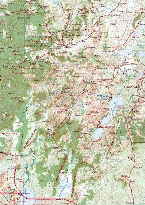 Omo River Region Topographic Map, Ethiopia