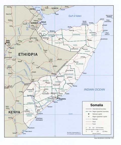 Somalia Political Map 2002