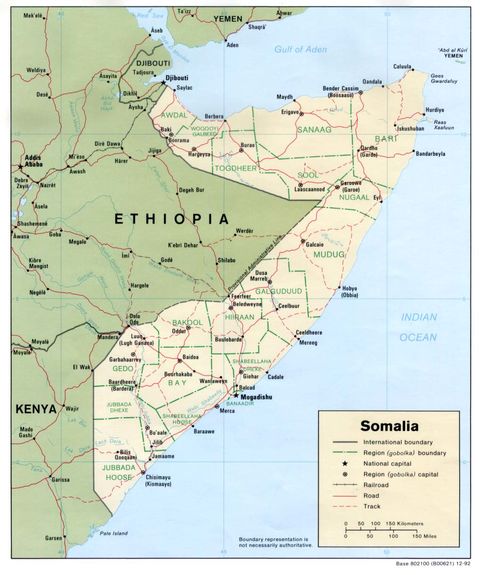 Somalia Political Map 1992