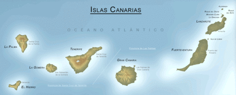 mapa fisico mudo de las islas canarias Mapa físico de las Islas Canarias | Gifex