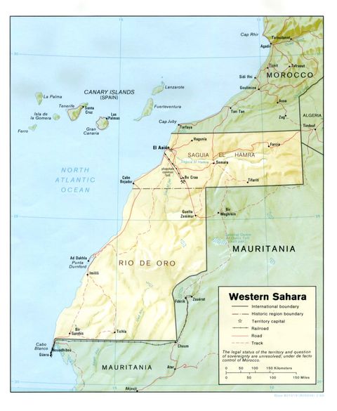 Mapa F Sico Del Sahara Occidental 1989 Gifex   Mapa Fisico Del Sahara Occidental 1989 