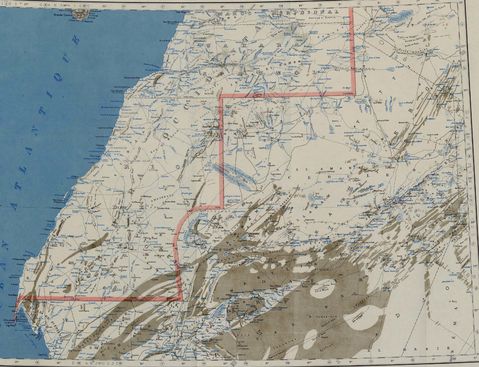 Mapa del Sahara Occidental y del Norte Mauritania 1958