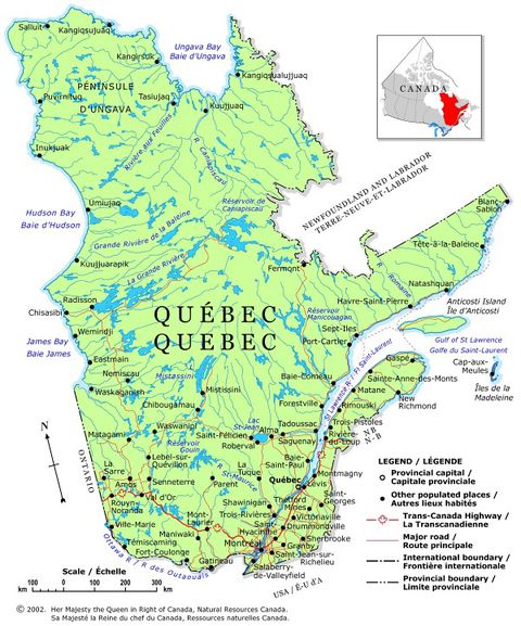 Quebec Map with Toponyms