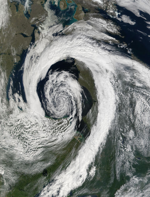 Satellite Image, Photo of Depression over the Hudson Bay, Quebec, Canada