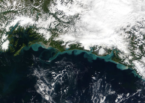 Snowmelt sediments along the coast of Alaska