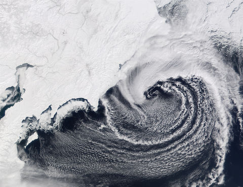 Low pressure system over the Bering Sea