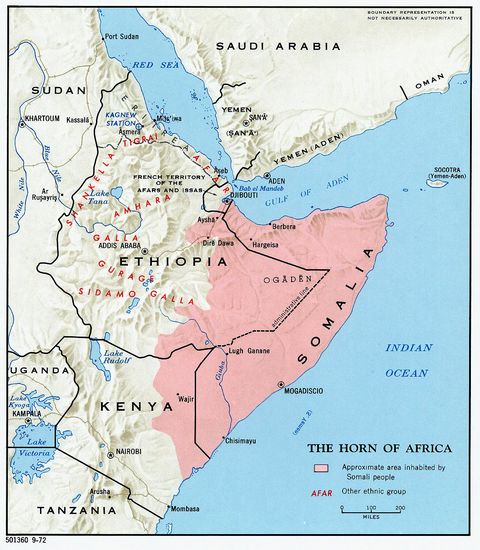 Horn of Africa Shaded Relief Map