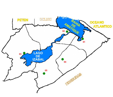 Mapa del departamento de Izabal