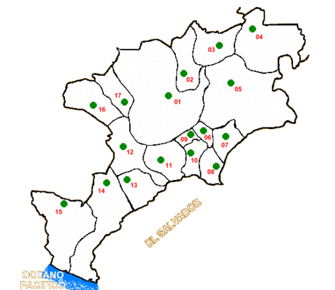 Mapa del departamento de Jutiapa