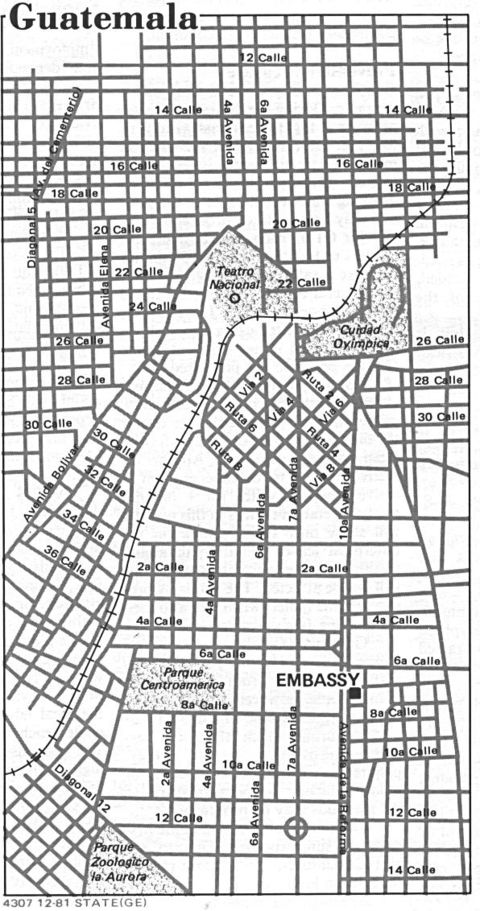 Location of the U.S. Embassy in Guatemala City 1981