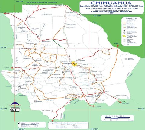 Mapa de carreteras de Chihuahua