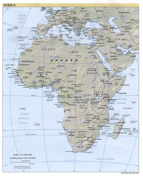 Mapa físico de África