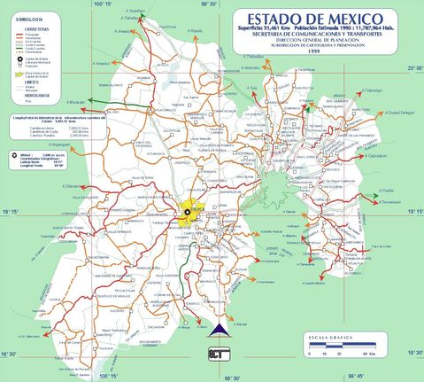 Mapa de carreteras del Estado de México