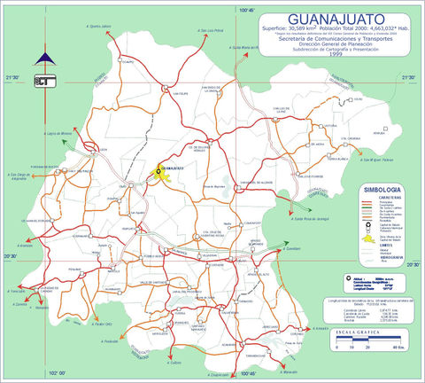 Mapa de carreteras de Guanajuato