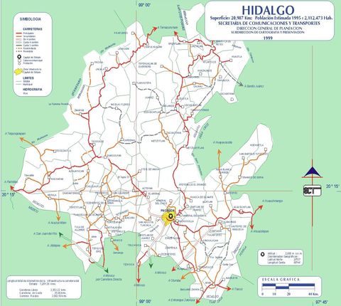 Mapa de carreteras de Hidalgo