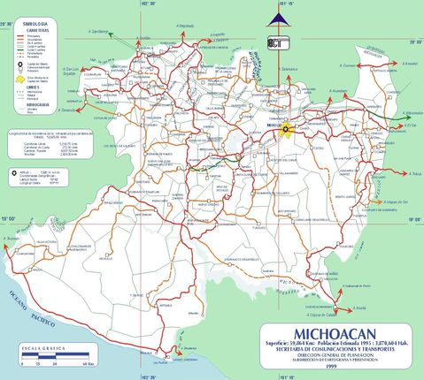 Mapa de carreteras de Michoacán