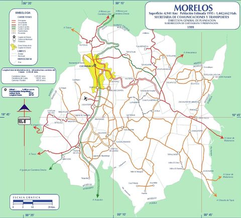 Mapa de carreteras de Morelos