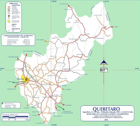 Mapa de carreteras de Querétaro