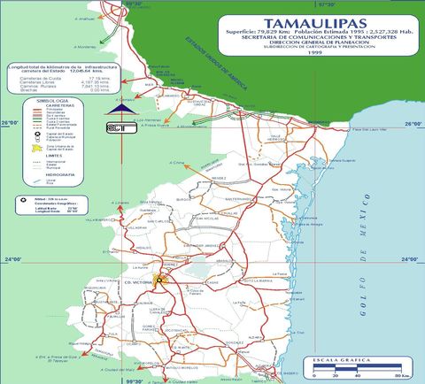 Mapa de carreteras de Tamaulipas