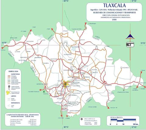 Mapa de carreteras de Tlaxcala