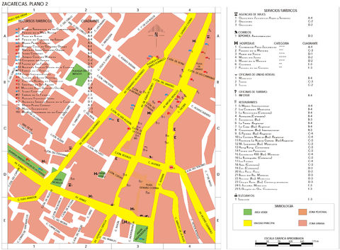 Map of the city of Zacatecas