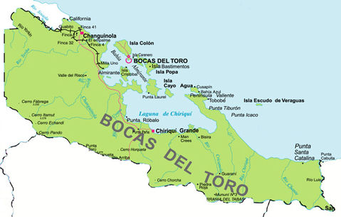 Mapa de Bocas del Toro