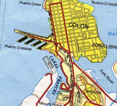 Map of downtown Colón