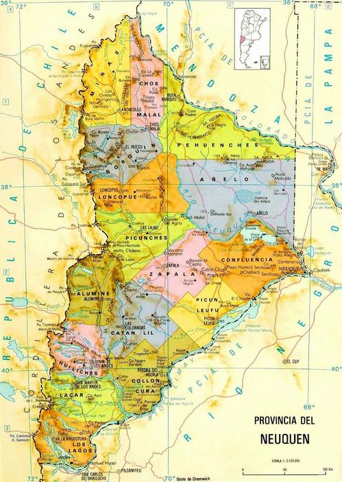 Mapa de la Provincia del Neuquén, Argentina
