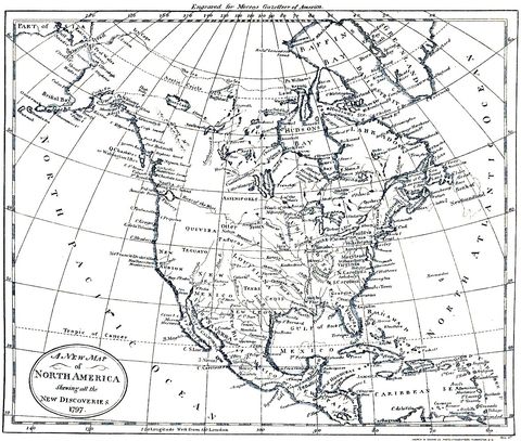 Mapa de América del Norte 1797