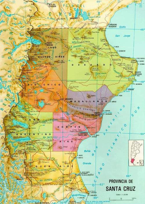 Mapa de la Provincia de Santa Cruz, Argentina