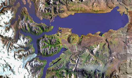 Imagen satelital del lago Argentino