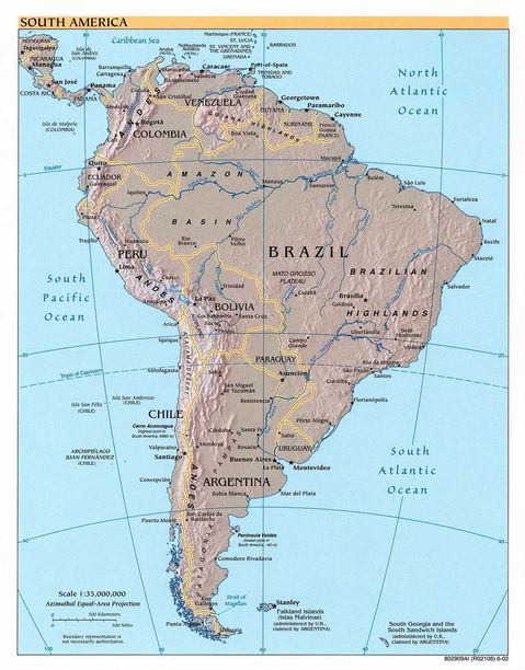 Mapa Físico De América Del Sur Ex 2920