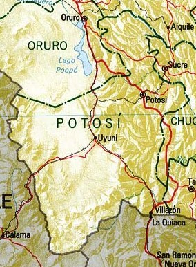 Potosí Department Map, Bolivia