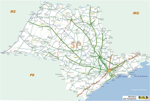 Mapa Carreteras Federales, Edo. de São Paulo, Brasil