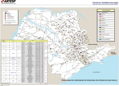 São Paulo State Road Map, Brazil