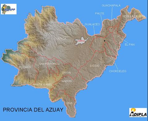 Mapa físico de Azuay