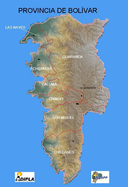 Physical map of Bolívar