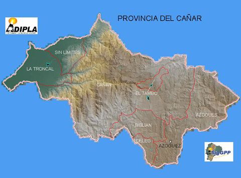 Physical map of Cañar